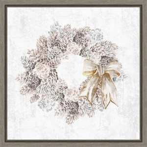 Amanti Art Pinecone Wreath by PI Studio Canvas Wall Art Print Framed 16 x 16-in. - 1 of 4