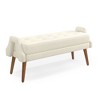 CAVINAS Storage Bench Looped Yarn Accent Stools with Irregular Geometric Armrests Rubberwood Legs - 3 of 4
