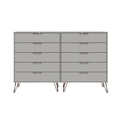 Manhattan Comfort Rockefeller Mid-Century Off White Dresser and Nightstand Set