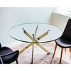HomeRoots 54" Clear and Gold Glass and Metal Cross Leg Base Round Top Dining Table - 2 of 4