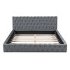 Queen Size Upholstered Wooden Platform Bed Frame, with Luxurious Velvet Grid Headboard 4Q -ModernLuxe - 4 of 4