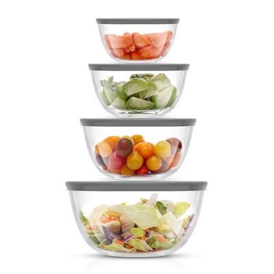 8pc Glass Set Of 4 Mixing Bowls With Lids Clear - Figmint™ : Target