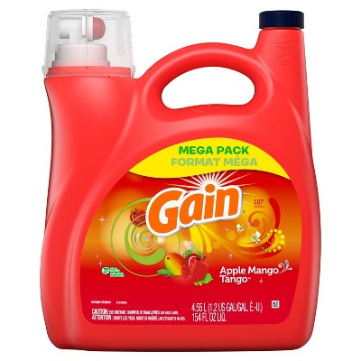 Gain + Aroma Boost HE Compatible Liquid Laundry Detergent - Apple Mango Tango - 154 fl oz