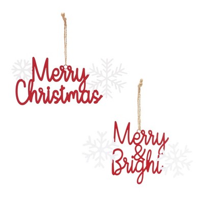 Melrose Metal Holiday Sentiment Ornament (Set of 12)