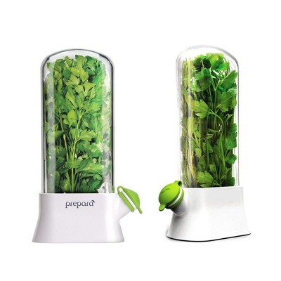 Prepara Herb Savor Eco Fresh Herb Keeper - Compact for Sleek Fridge Storage, BPA Free Plastic - Dishwasher Safe (2-Pack)