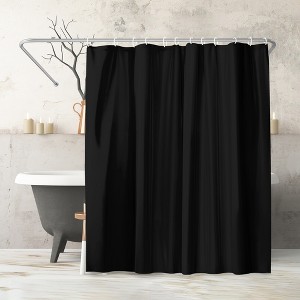 Americanflat 71x74 Solid Black Shower Curtain - 100% Polyester Shower Curtain - Water-Resistant Curtain with Metal Grommets and 12 Curtain Rings - 1 of 4