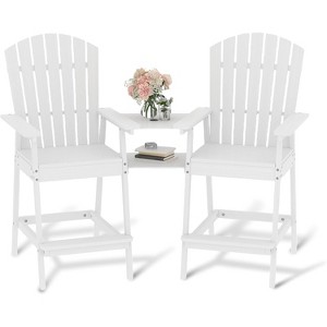 Outdoor Tall Chairs Set of 2, Patio Barstools with Connecting Tray, High Back, for Deck, Backyard, Balcony - 1 of 4