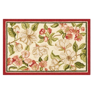 2'x3' Rectangle Hooked Floral Accent Rug Off-White - C&F Home