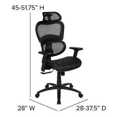 Ergonomic High-Back Swivel Task Chair with Adjustable Arms in Black