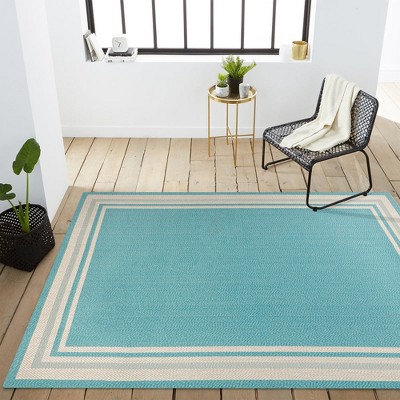 Modern Ivory Stripe 5' x 8' Synthetic Indoor/Outdoor Rug