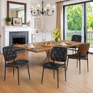 Arceso Dining Chairs, Mid-Century Modern PU Leather Dining Chair with Walnut Bentwood Back and Metal Legs - 1 of 4