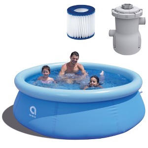 JLeisure 8 Ft Prompt Set Inflatable Above Ground Swimming Pool Bundle with CleanPlus Pool Filter Pump and Avenli Replacement Filter Cartridge - 1 of 4