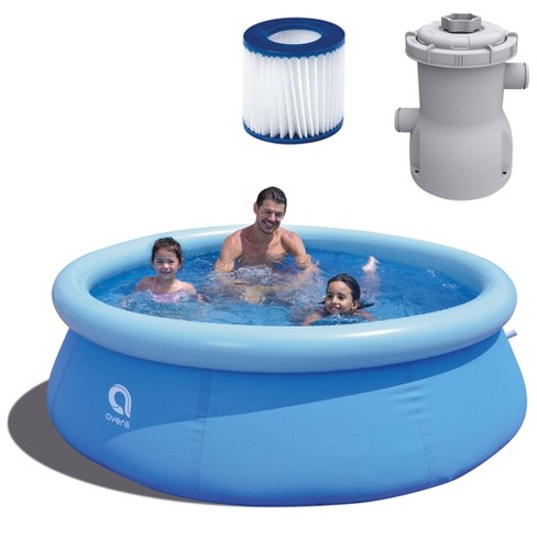 Jleisure 8 Ft Prompt Set Inflatable Above Ground Swimming Pool Bundle ...