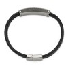 Chisel Stainless Steel Polished Black Oxidized Picasso Jasper Black Leather 8" Bracelet - 4 of 4