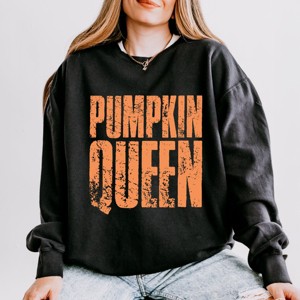 Simply Sage Market Pumpkin Queen Distressed Lightweight Garment Dyed Sweatshirt - 1 of 4