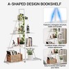 Book Shelf, 4-Tier Bookshelf with A-Shaped Frame, Sturdy Ladder Shelf Display, Wood and Metal Bookcase Storage Organizer for Living Room - 3 of 4