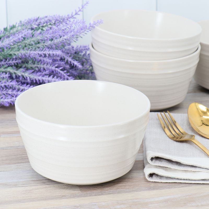 Gibson Bee and Willow Milbrook 6 Piece 6 Inch Stoneware Bowl Set in White Speckle, 2 of 6