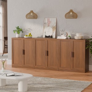 3-Set Wooden Door Sideboard Buffet Storage Cabinets with Adjustable Shelves - 93"Lx36"H - 1 of 4