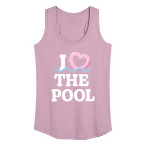 Women's - Instant Message - I Heart The Pool Floatie Graphic Racerback Tank - 1 of 4
