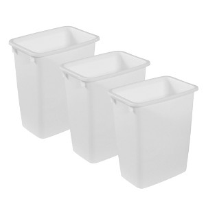 Rubbermaid 21 Quart Traditional Open-Top Wastebasket Indoor Trash Bin Container for Kitchens, Bathrooms, or Home Offices, White, 3 Pack - 1 of 4