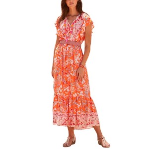 Women's Floral V-Neck Maxi Dress - LASCANA - 1 of 4