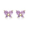Guili Pink Sterling Silver 14K Gold Plated CZ Butterfly Stud Earrings, Elegant & Sparkling for Kids & Teens, Perfect for Everyday & Special Occasions - 2 of 3