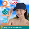 SUN CUBE Womens Sun Visor Hat, Straw Beach Hat Wide Brim UV Protection, Foldable Packable Cap, Roll Up Ponytail Summer Visor - 2 of 4