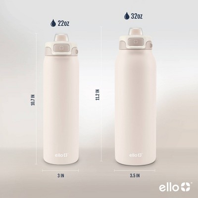 Ello Pop and Fill 32oz Stainless Steel Water Bottle Tonal Cream