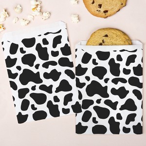 Big Dot of Happiness Cow Print White Paper Treat Bags, Farm Animal or Western Rodeo Individual Greaseproof Brown Paper Sandwich Cookie Bags - 25 Count - 1 of 4