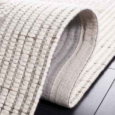 Ivory Beige Handwoven Wool Synthetic 8' x 10' Area Rug