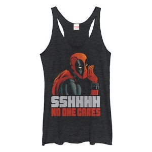 Women's Marvel Deadpool No One Cares Racerback Tank Top - 1 of 3