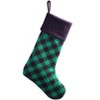 Green & Black Buffalo Check Wool Christmas Stocking – Made with American Woolen Fabric – by MerryStockings - 2 of 3