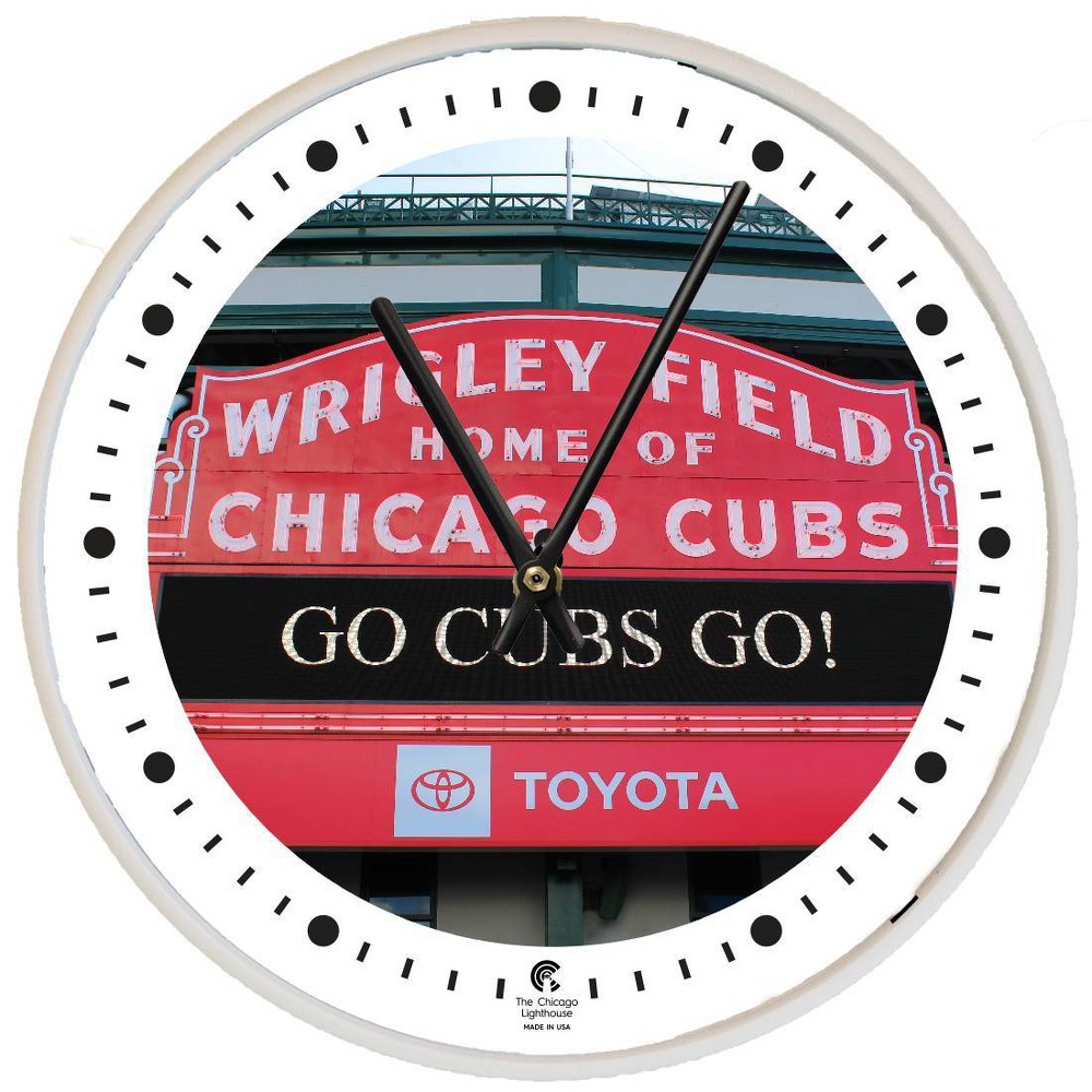 12.75" x 1.5" Wrigley Field Marquee Decorative Wall Clock White Frame - By Chicago Lighthouse