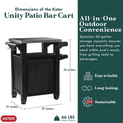 Unity 40 Gallon Brown Outdoor Grill Cart with Stainless Steel Top