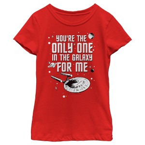 Girl's Star Trek Valentine's Day Your The Only One In The Galaxy For Me T-Shirt - 1 of 4
