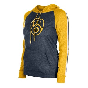 MLB Milwaukee Brewers Women's Lightweight Hooded Sweatshirt - 1 of 4