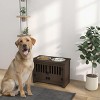 INFURNIC Pet Bowl Large Elevated Feeding Station with Storage Cabinet Stainless Steel Bowls, Brown, 23.5"*11.8"*17" - 2 of 4