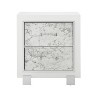 Vynxaria Marble-Style White Nightstand - Marble Drawer Fronts, Spacious Drawers (20"Wx14"Dx7"H), Knob Hardware, Rubberwood Frame, Bedroom Furniture - 3 of 4