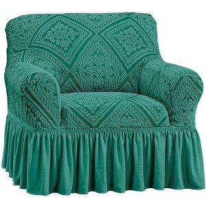 Collections Etc Ruffled Stretch Furniture Cover - 1 of 3