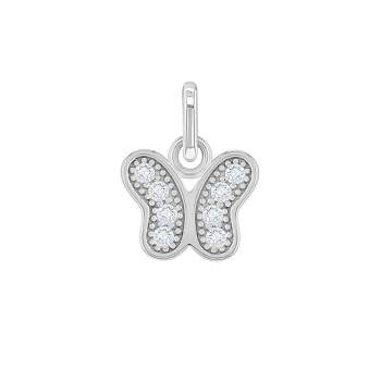 Girls' CZ Butterfly Sterling Silver Charm - Clear- In Season Jewelry