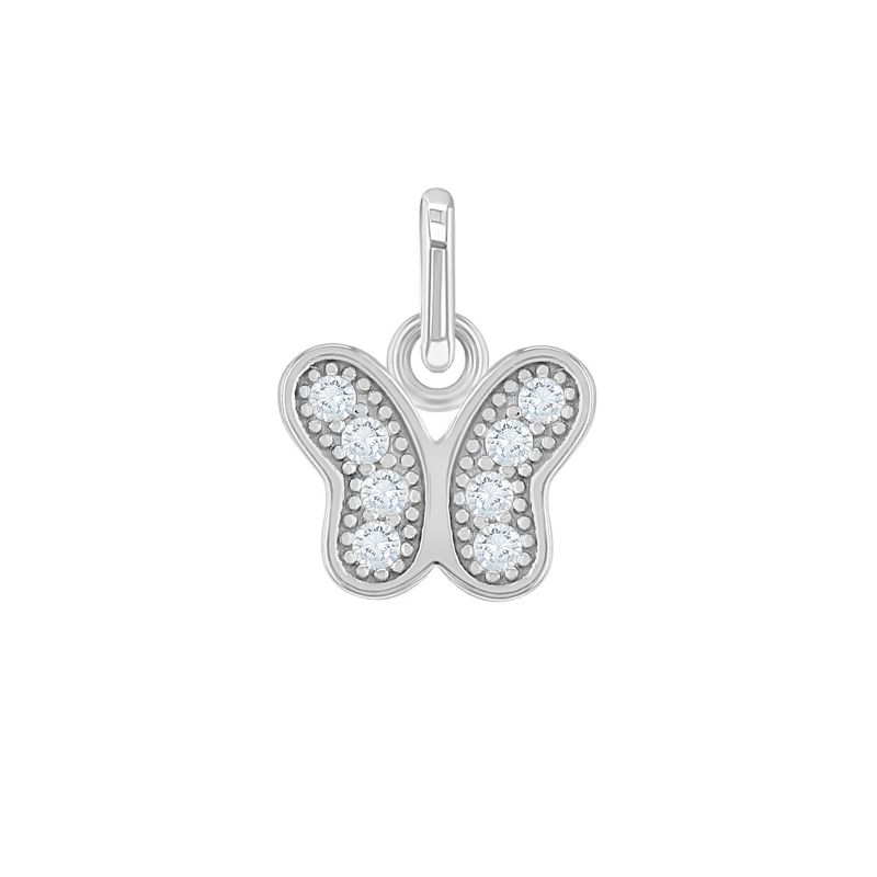 Girls' CZ Butterfly Sterling Silver Charm - Clear- In Season Jewelry, 1 of 4