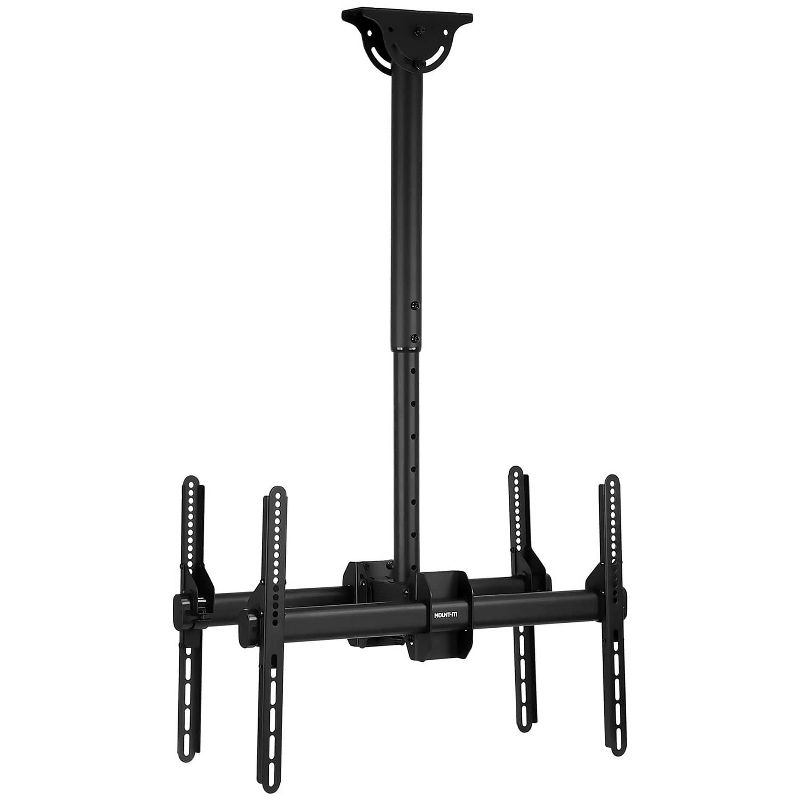 Mount-It! Dual Screen TV Ceiling Mount for 37" to 70" TVs, Telescoping Adjustable Height Pole, Ceiling Bracket Fits Vaulted and Sloped Ceilings, 1 of 8