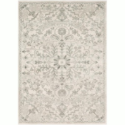 Mark & Day Olivia 5'3"x7'3" Rectangle Woven Indoor Area Rugs Light Gray: Traditional Medallion, Stain-Resistant, Pet Friendly
