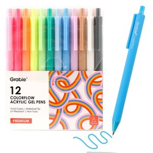 Grabie 12ct Retractable Colorflow Acrylic Gel Pens : Target