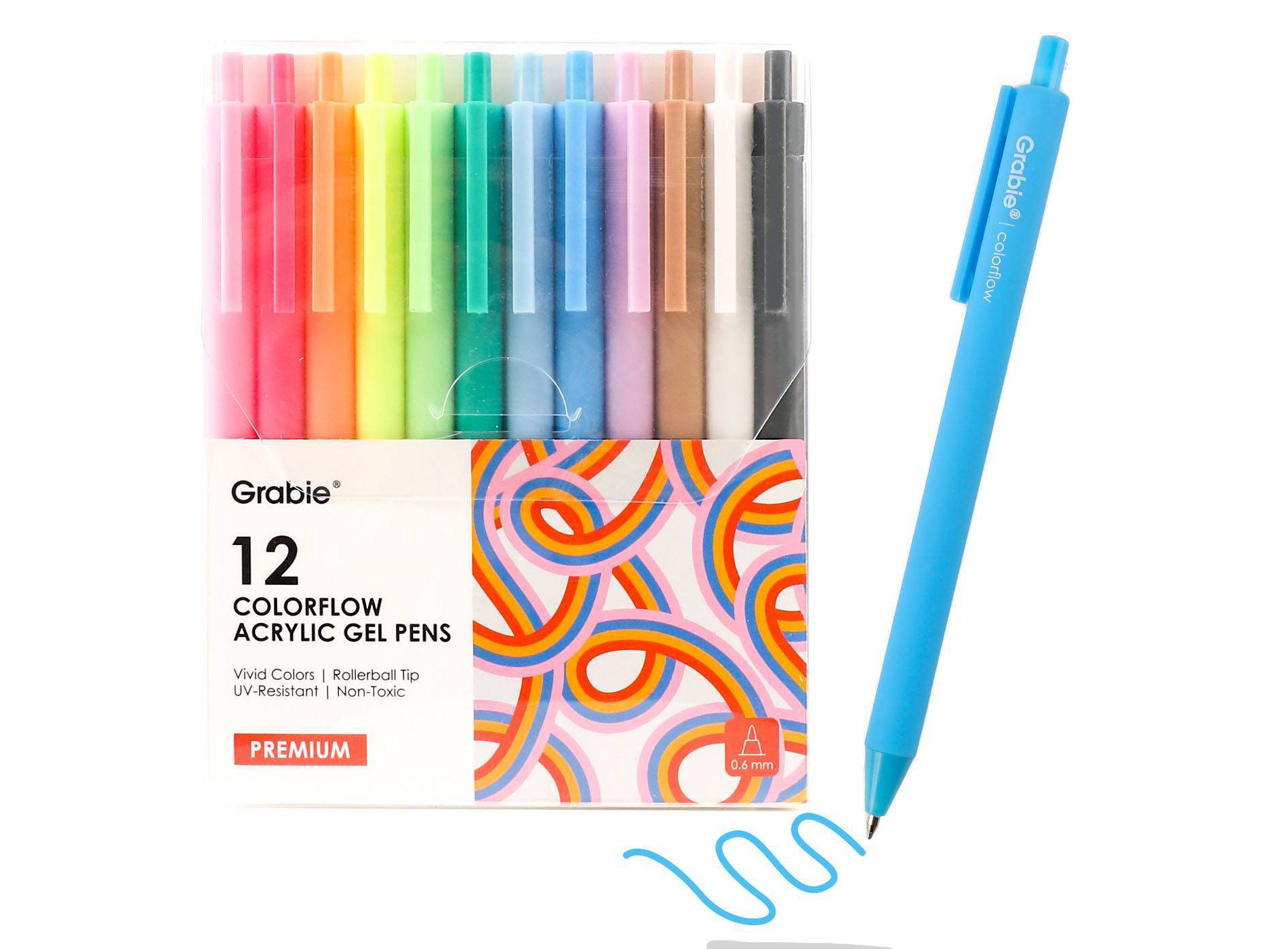 Grabie 12ct Retractable Colorflow Acrylic Gel Pens