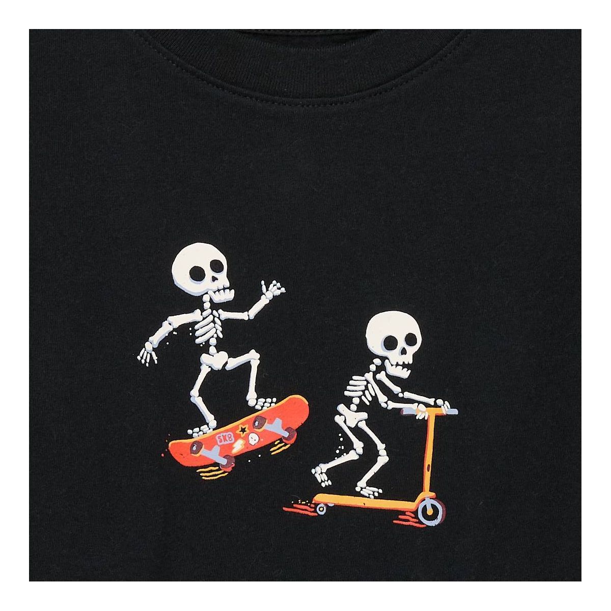 Toddler Boys' 2pc Halloween Skating Skeleton Short Sleeve French Terry Top & Bottom Set- Cat & Jack™ Black - thumbnail 4