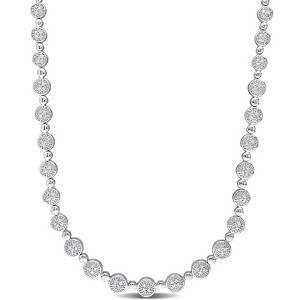EVERLY JEWELRY | Sterling Silver 1 CT TDW Diamond Tennis Necklace, 17 inch- Multiple Diamond Color Options - 1 of 4