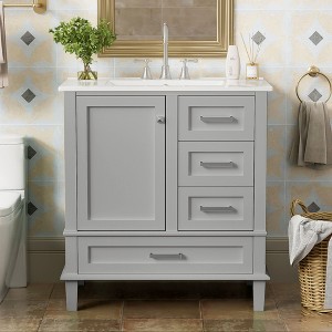 Okak 30" Bathroom Vanity with Sink Combo, Modern Bathroom Cabinet Storage with 2 Spacious Drawers and 1 Soft Closing Door for Bathroom - 1 of 4