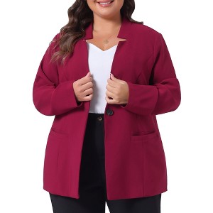 Agnes Orinda Women's Plus Size Button Long Sleeve Office Work Business Suit Blazers - 1 of 4