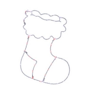 Celebrations LED Red/White Stocking Silhouette 15 in. Hanging Decor - 1 of 2